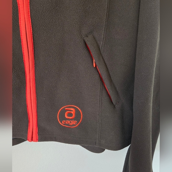 American Eagle Olive Green And Orange Fleece Jacket Size Large - Picture 3 of 6